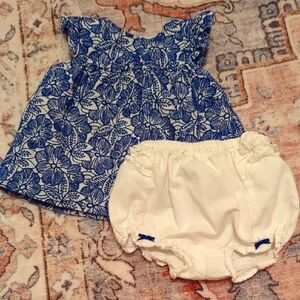Janie and Jack Blue Floral Tunic with Cream Bloomers